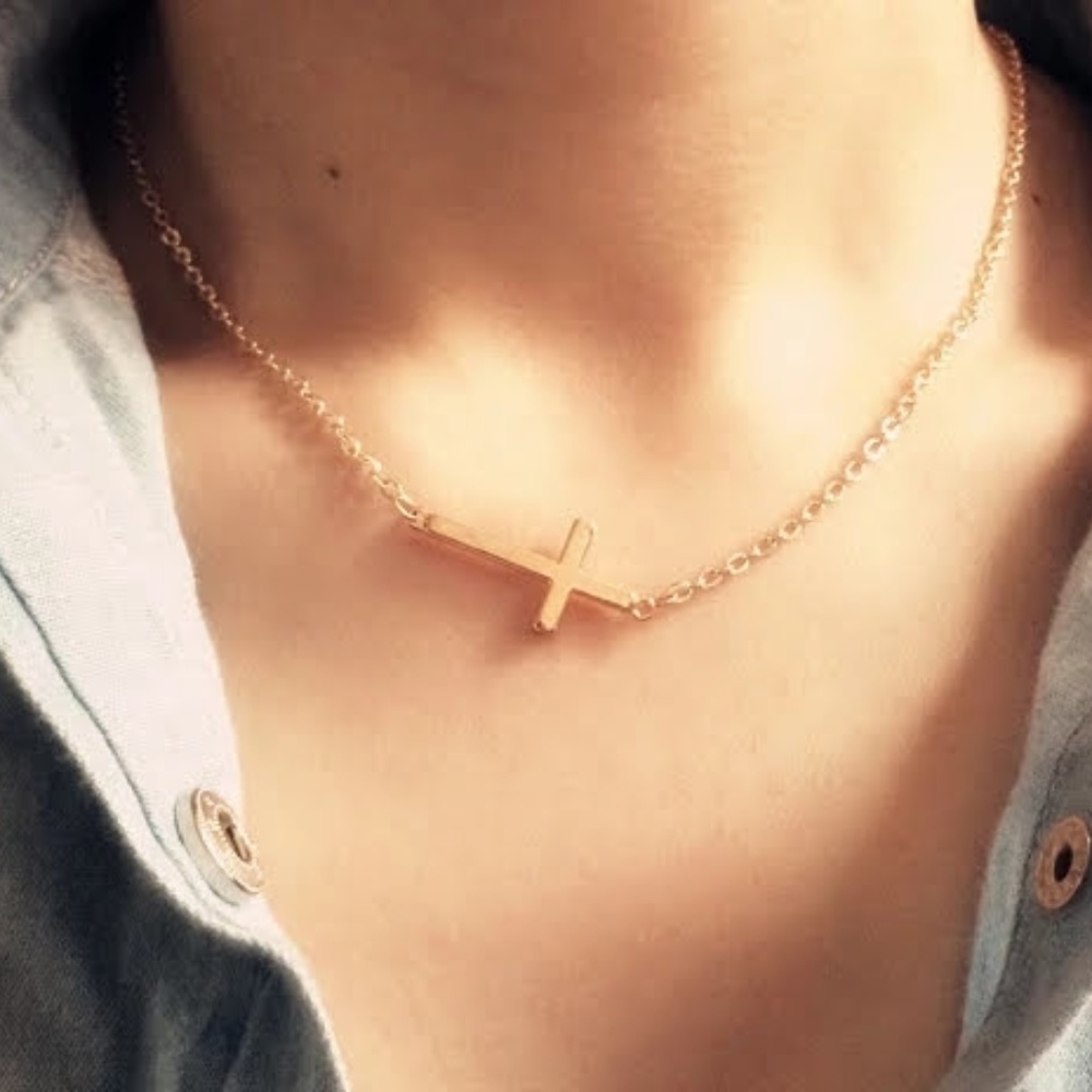 5 for $25 Gold Toned Cross Necklace - Picture 3 of 5